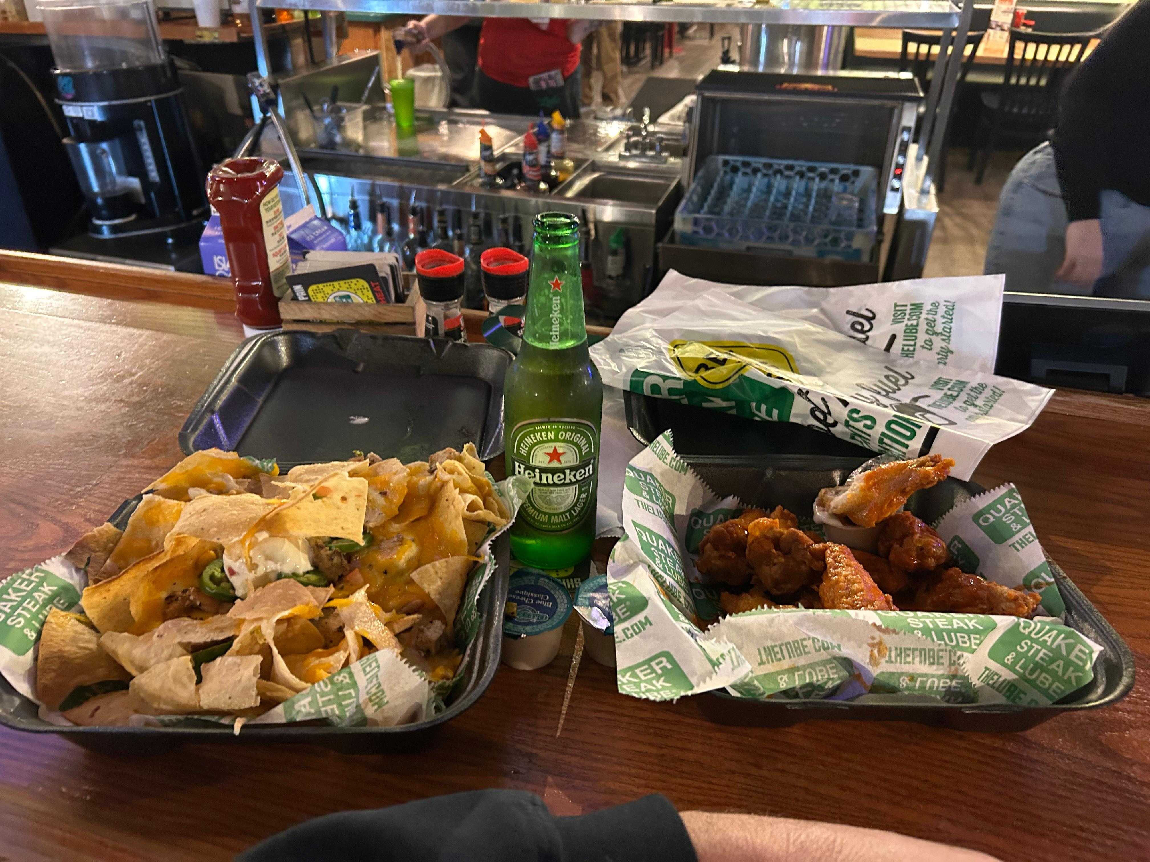 Quaker Steak right next door. 