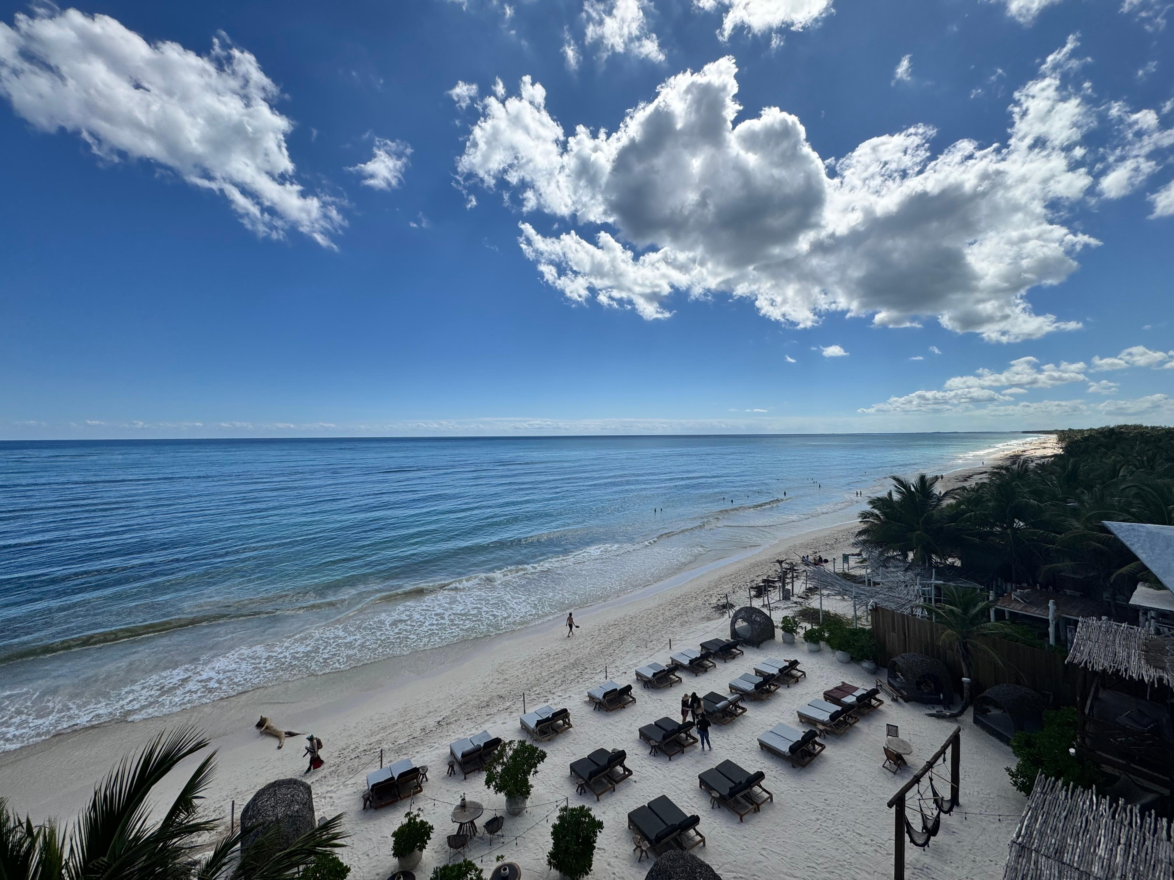 Beach area from the rooftop pool 