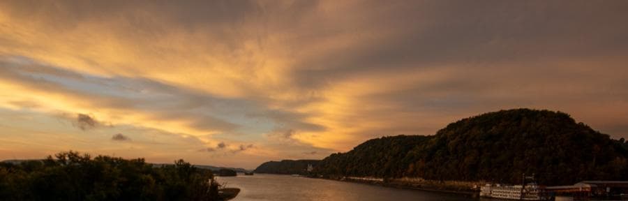 Sunrise on the Mississippi River.