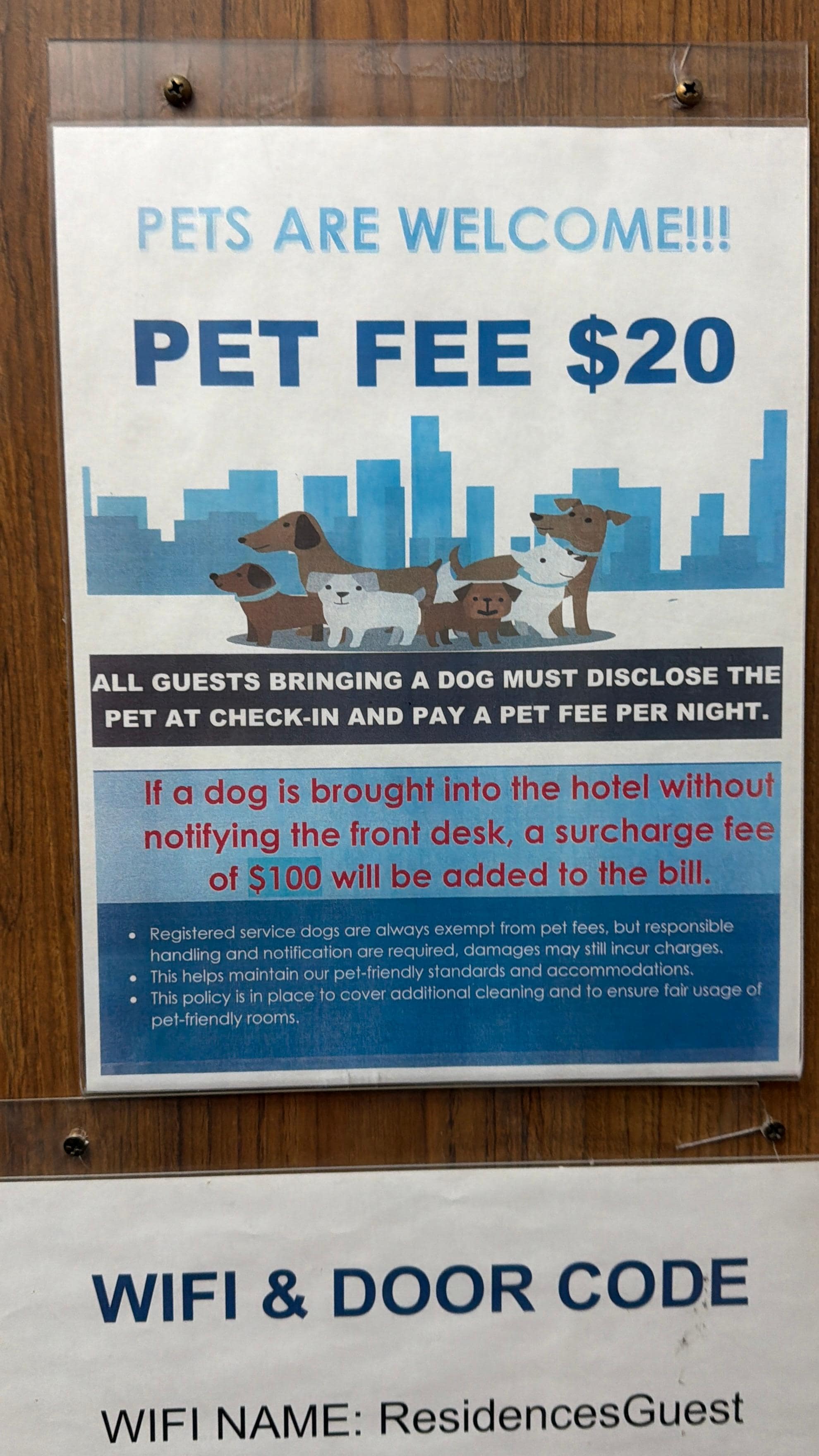 This was posted in the elevator, but we were charged $25 despite the hotels postings.