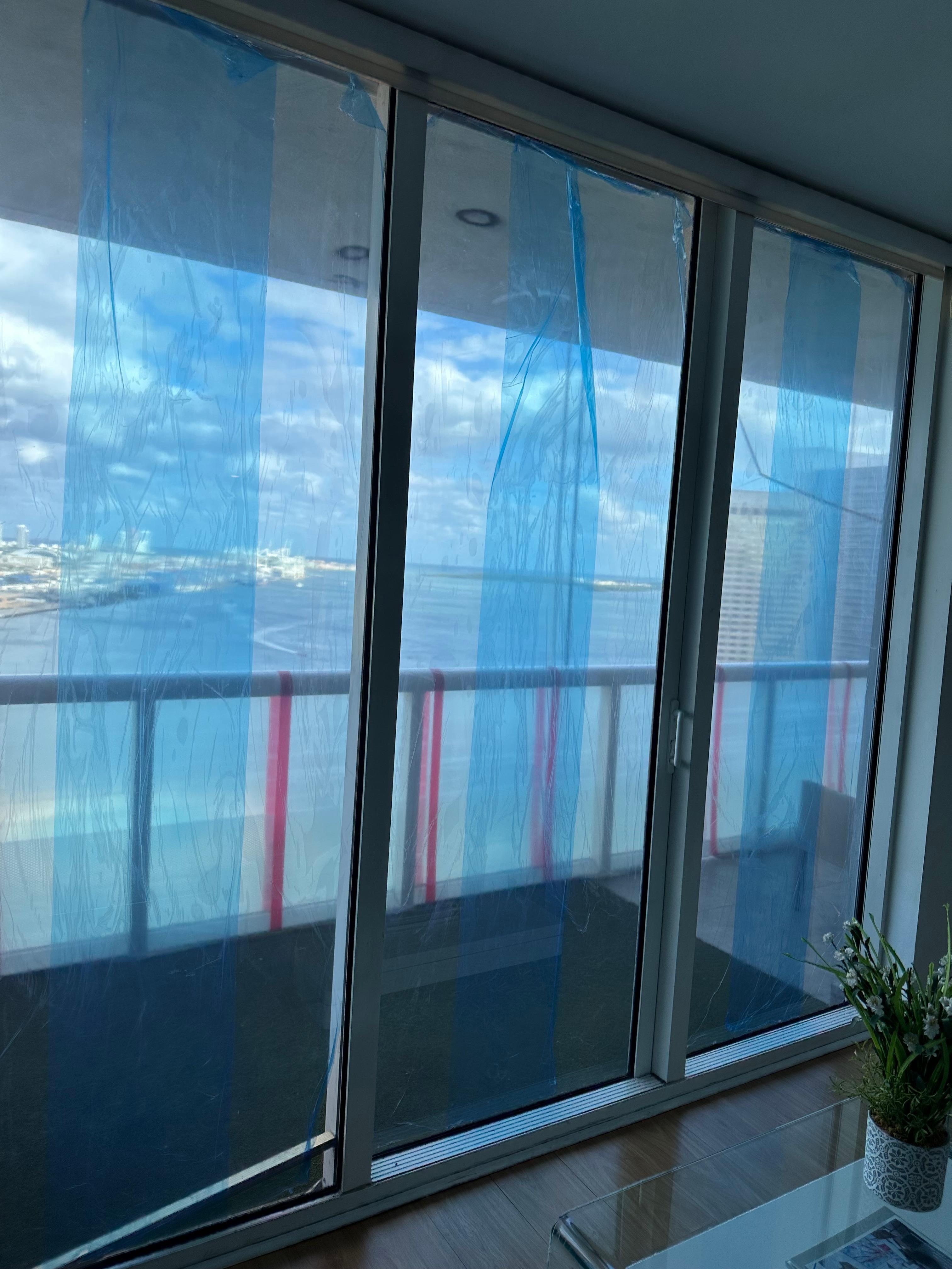 Plastic on windows not allowing access to balcony