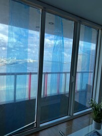 Plastic on windows not allowing access to balcony