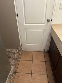 Bathroom missing door and not clean