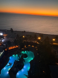 Sunrise and one of the three pools