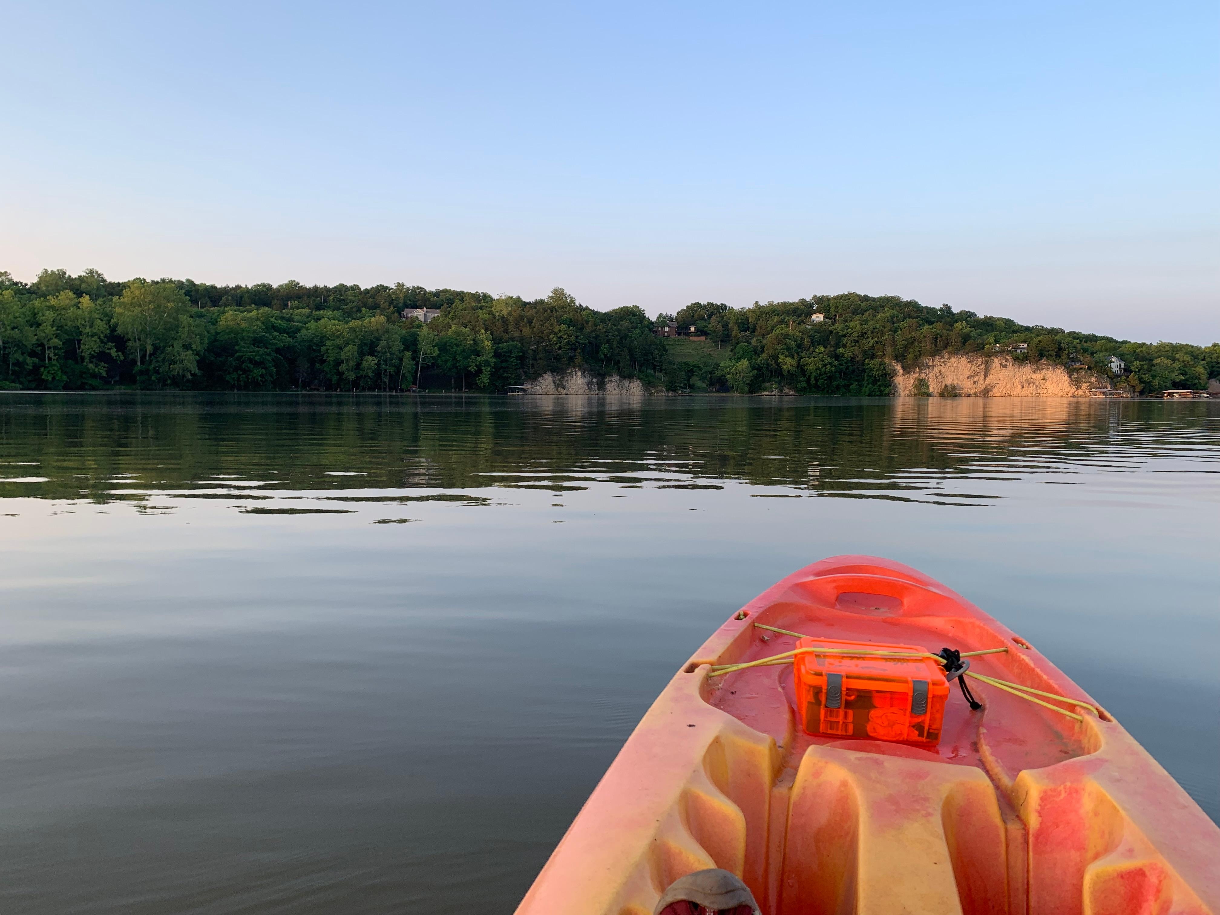 Looking back toward the cabin from across the lake