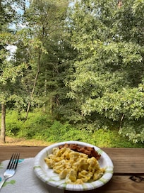Sunday breakfast on the porch that was built in, with an awesome view!!