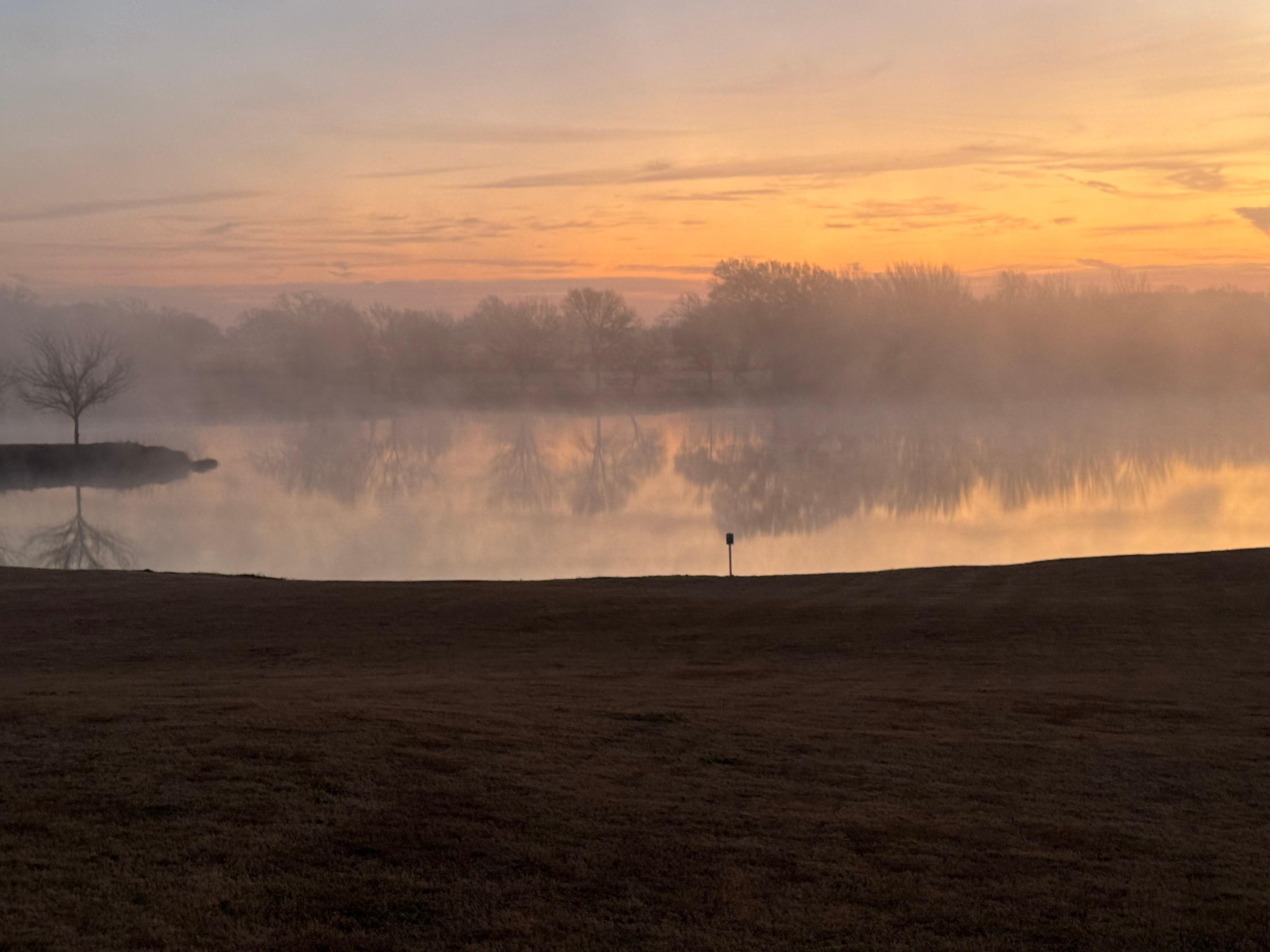 Sunrise and reflection off the lake