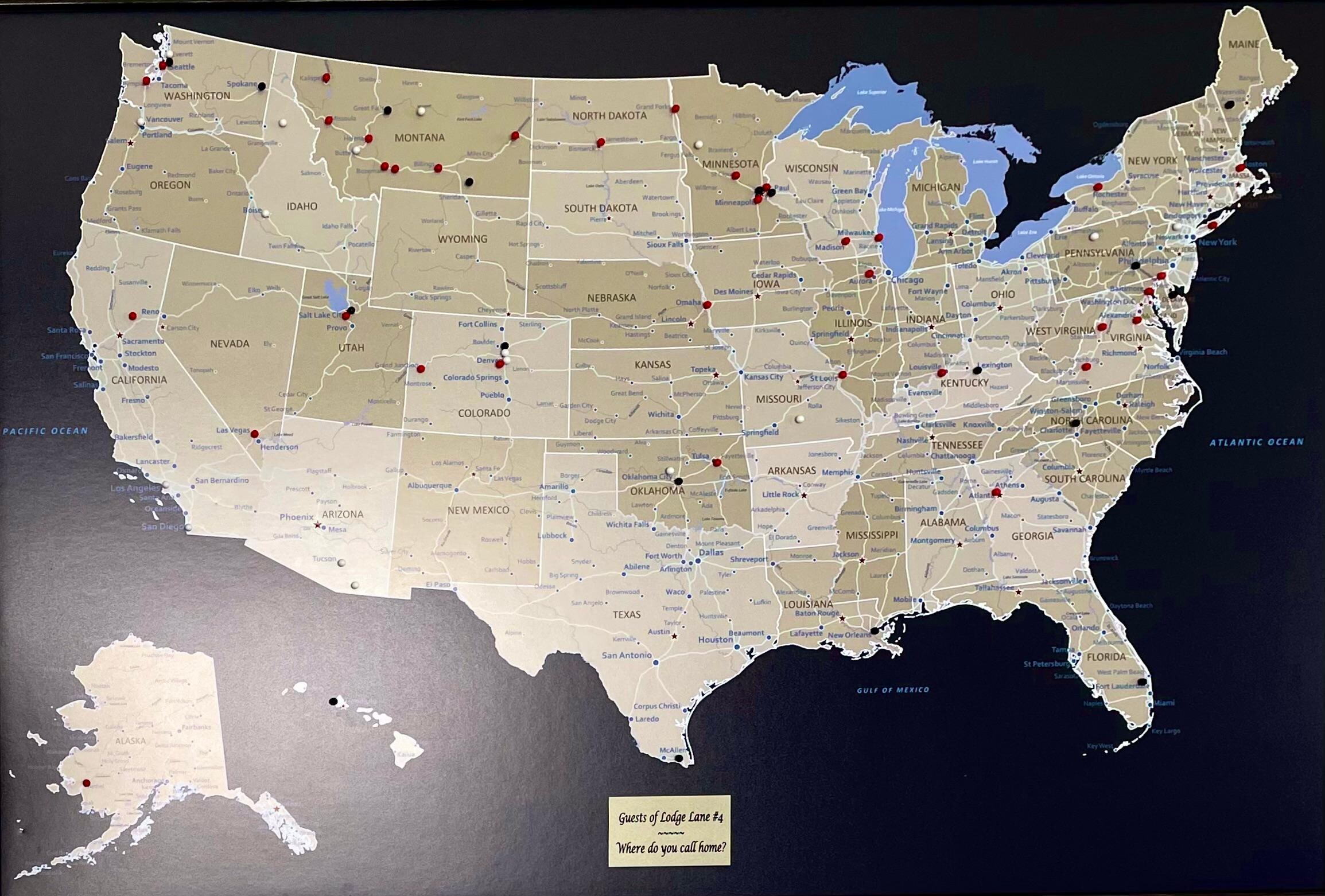 Map of where guests have come from is so special - very welcoming and a super special touch. 