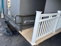 Unsafe broken hand rail. Be careful about kids!