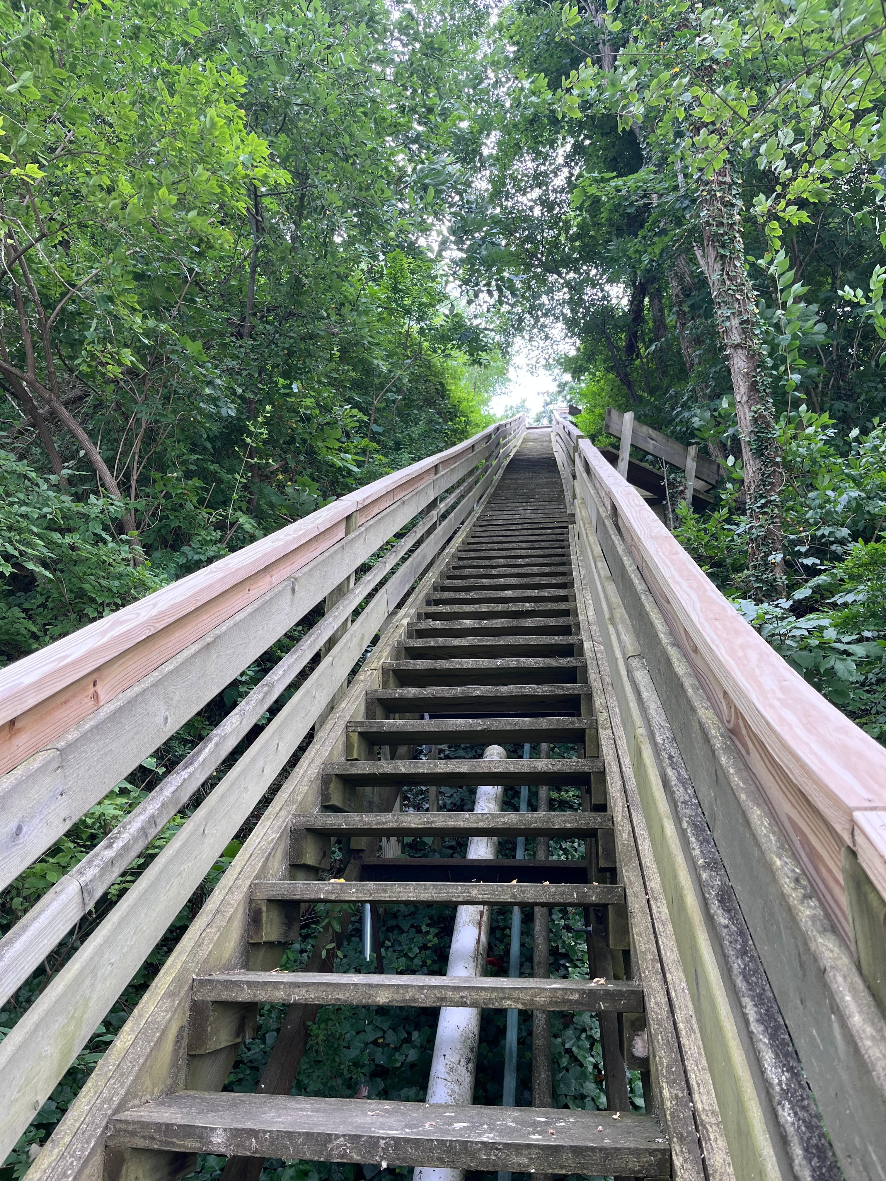 It’s easier going down than up, but the private beach is worth it. 