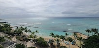 View from our room of Waikīkī beach.