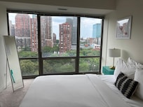 Bedroom with one queen bed