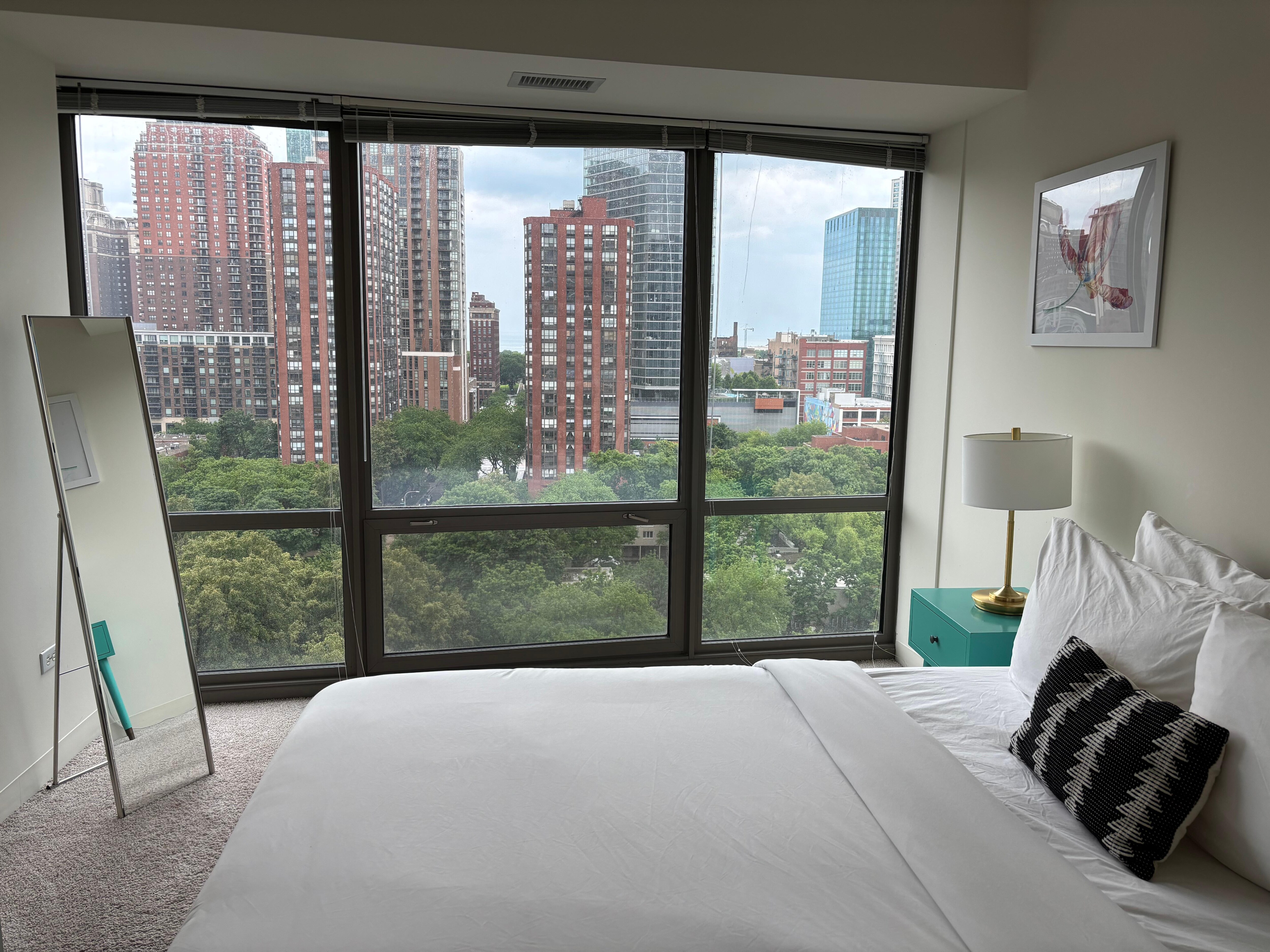 Bedroom with one queen bed