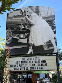 Our names on the marquee as we arrive!