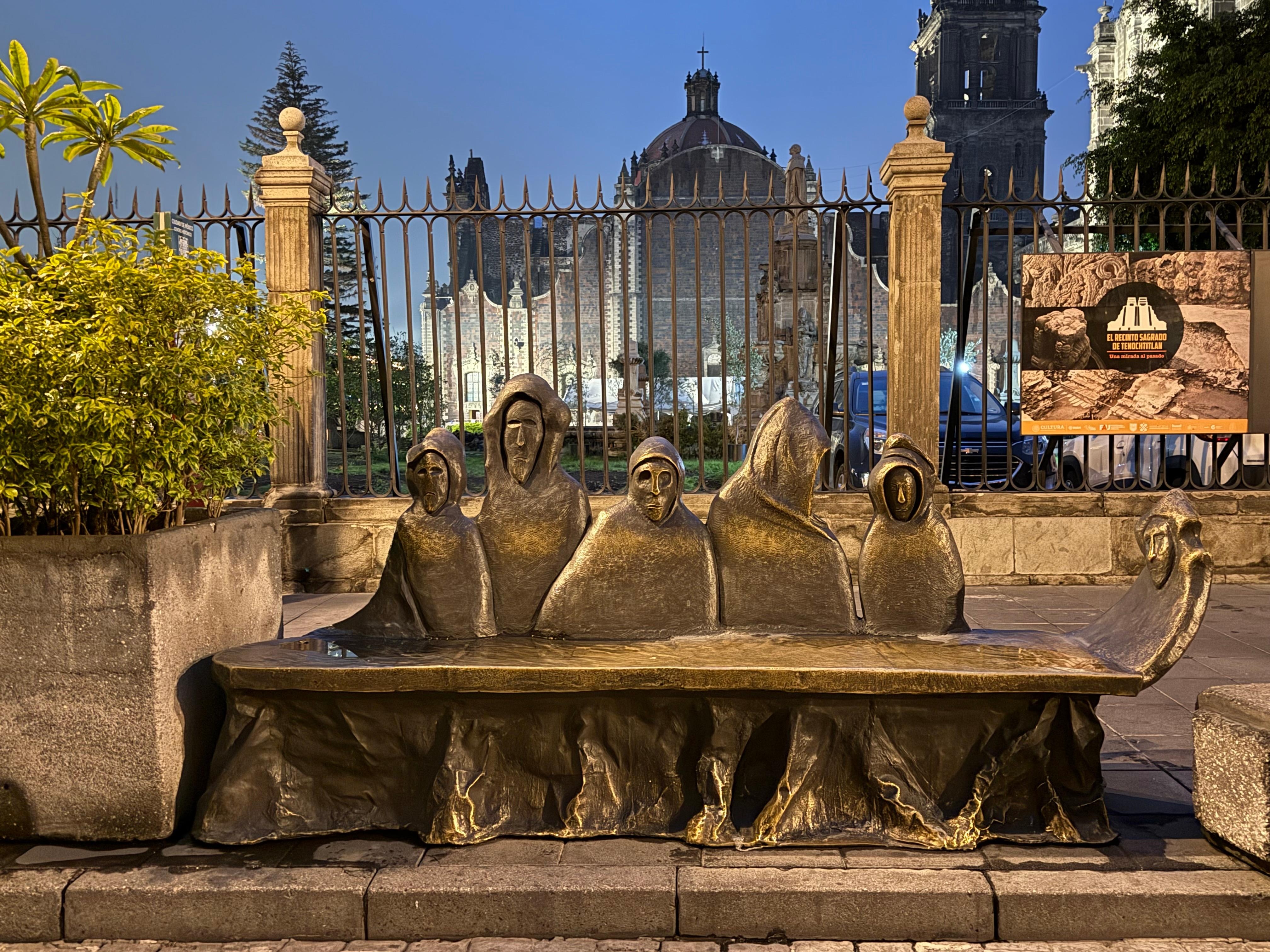 Bench in front of hotel