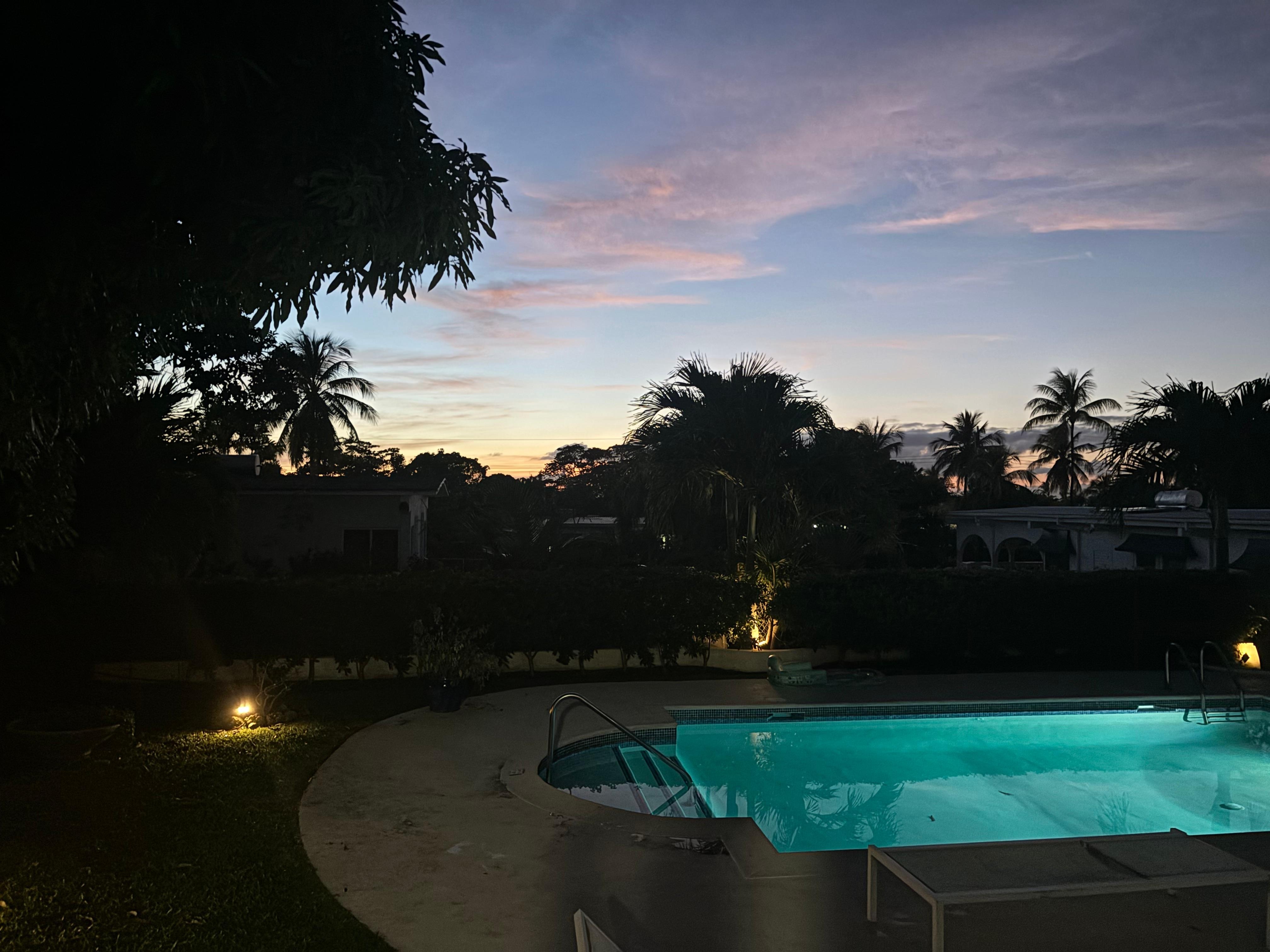 The pool view from the veranda and an amazing sky 