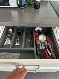 Knives were nice quality but not many eating utensils.