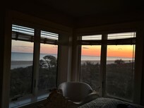 View of the beach from the bedroom.