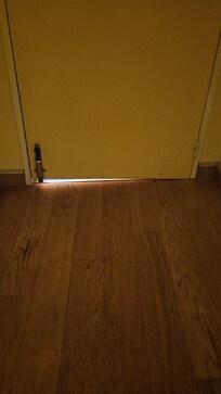 Türspalt zum Flur. Lies Licht und vor allem Geräusche durch.