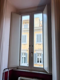 Window overlooking a busy street. We could not hear any street noise.