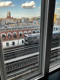 View from our 6th floor window. 4 train tracks--all busy all day.
