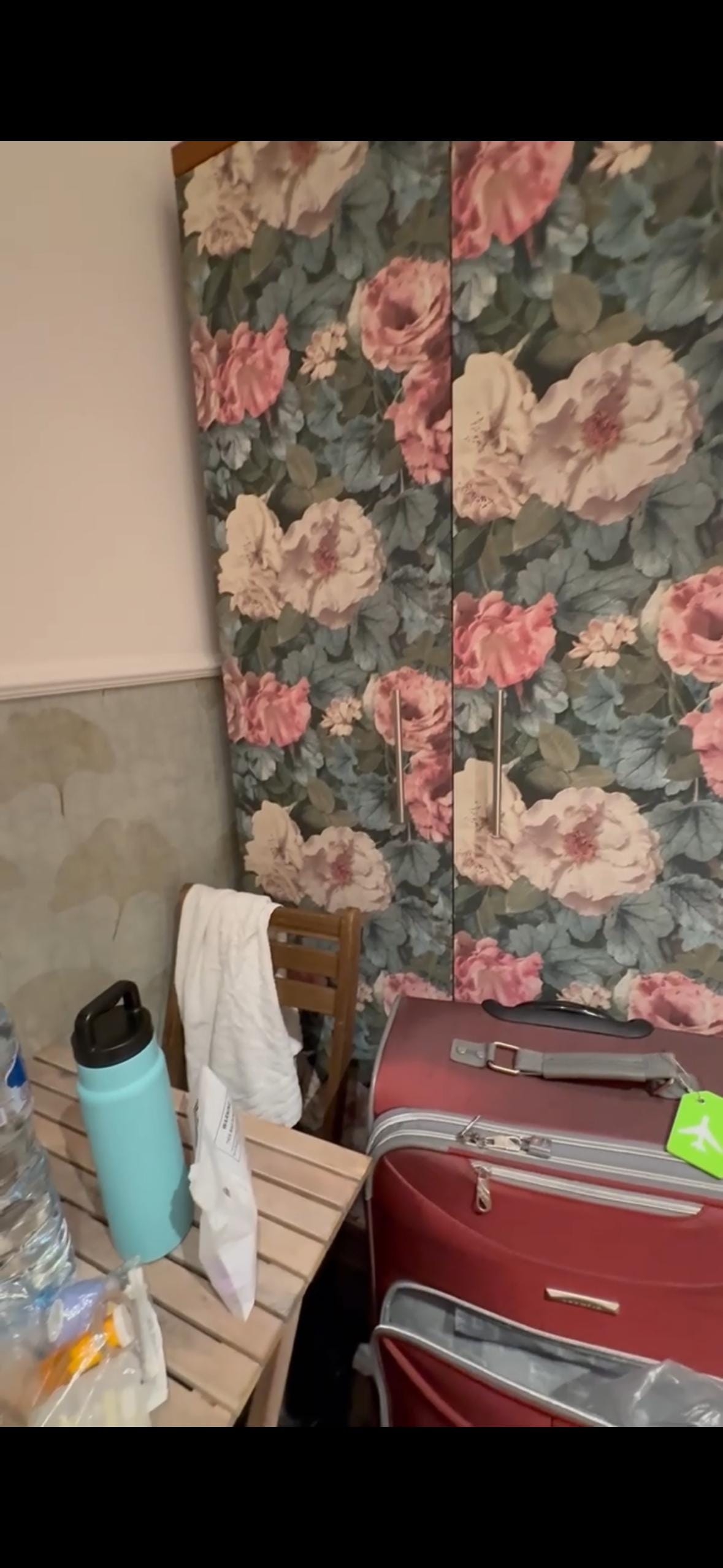 Chair blocking the closet.