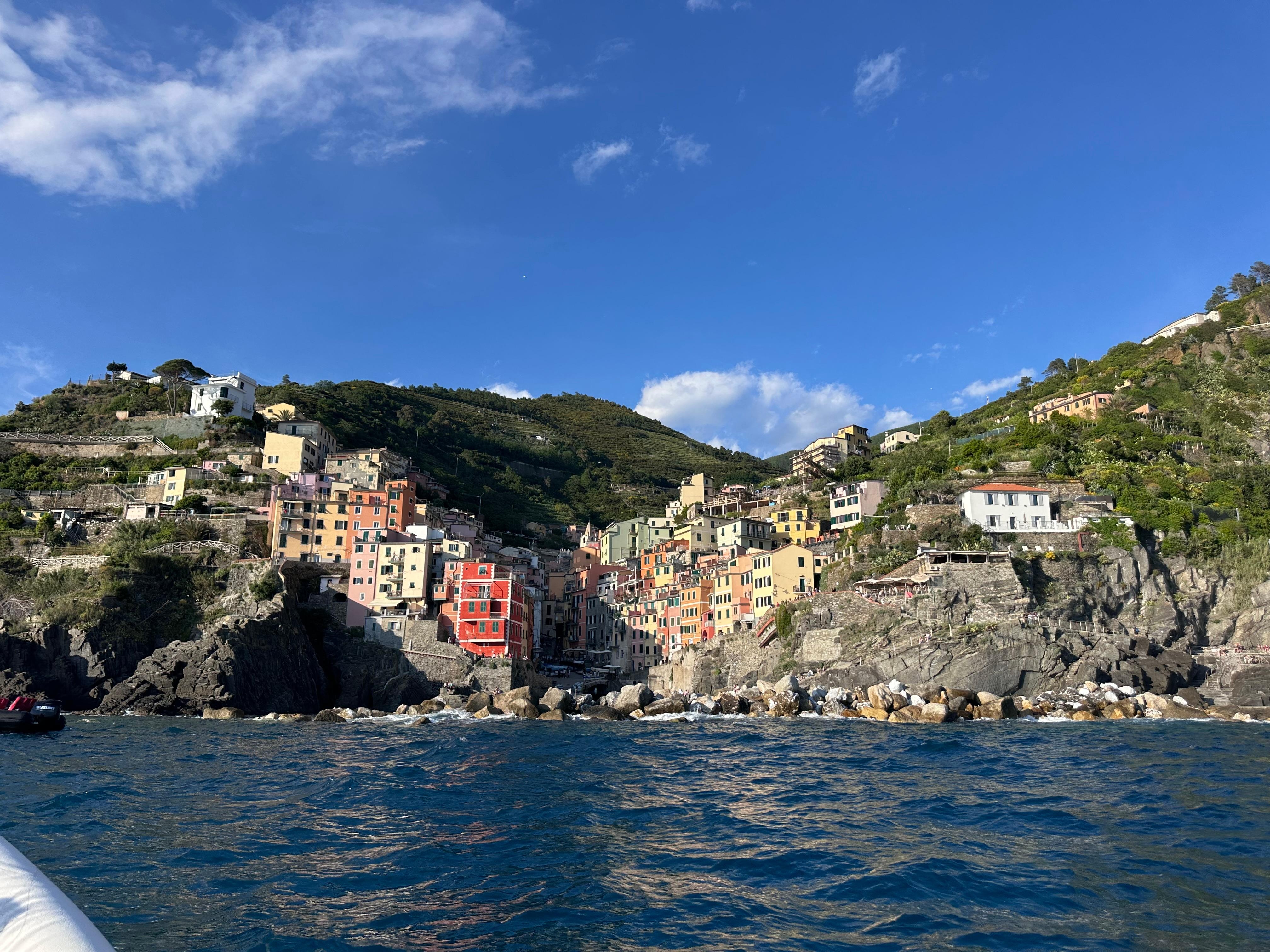 Riomaggiore from a boat tour with Cinque Terre Del Mare 