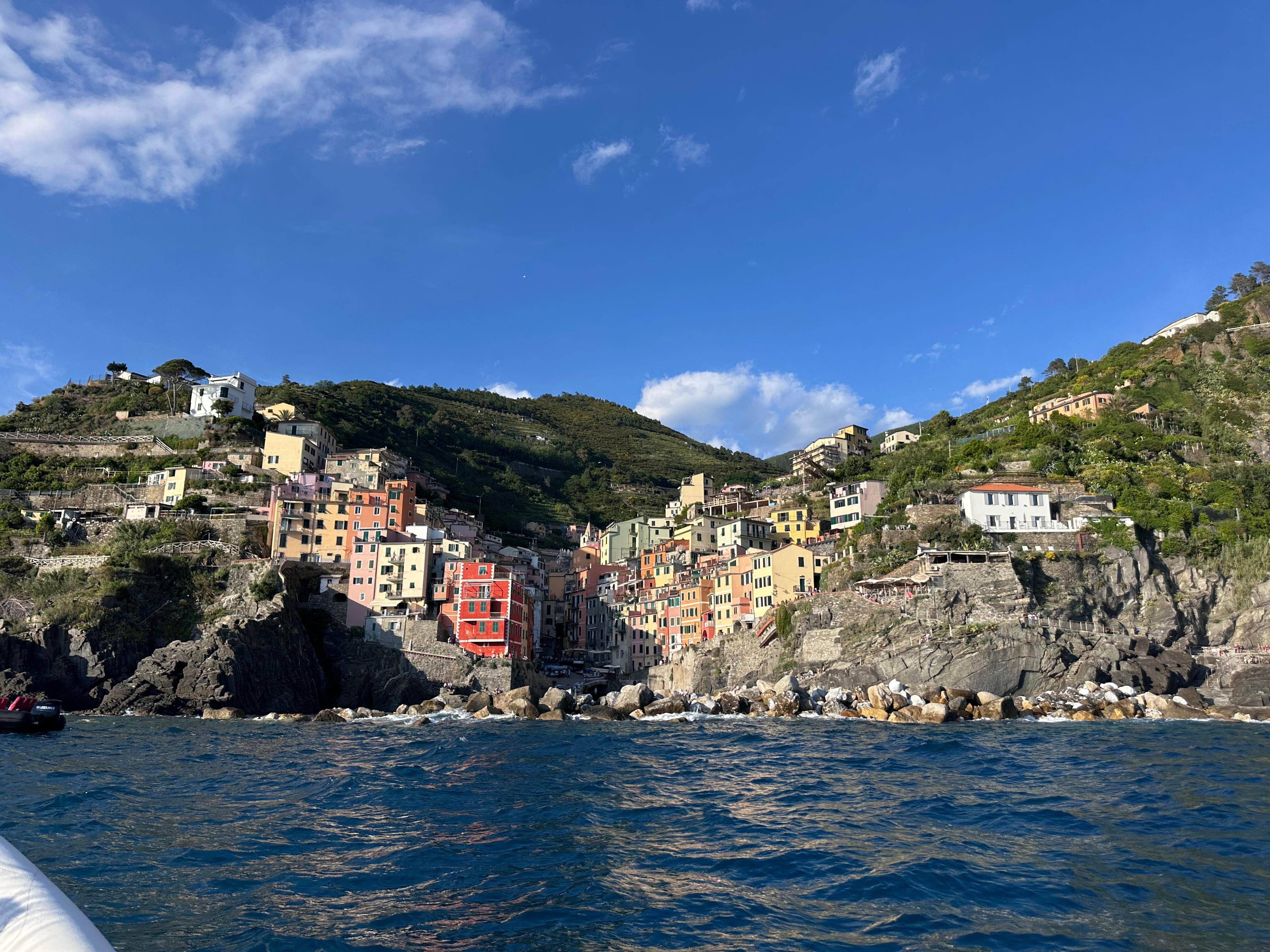 Riomaggiore from a boat tour with Cinque Terre Del Mare 