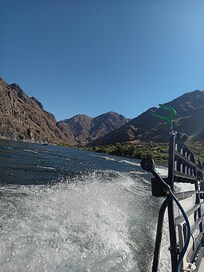 Jet boat riding down the Snake river.