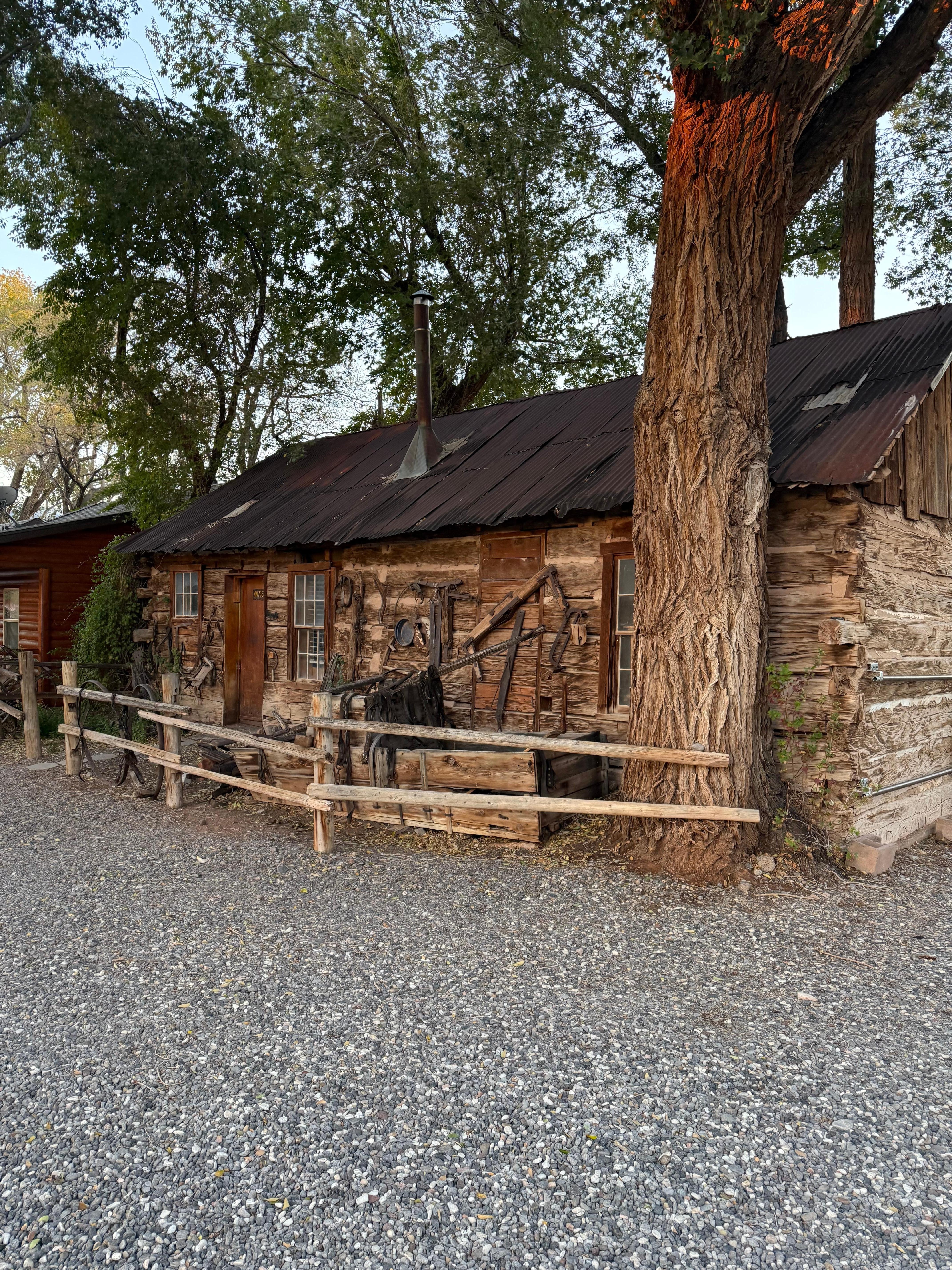 Cool old cabin on the property. We loved Capital Burger which was set up in the parking lot. Probably the best burger we have ever had
