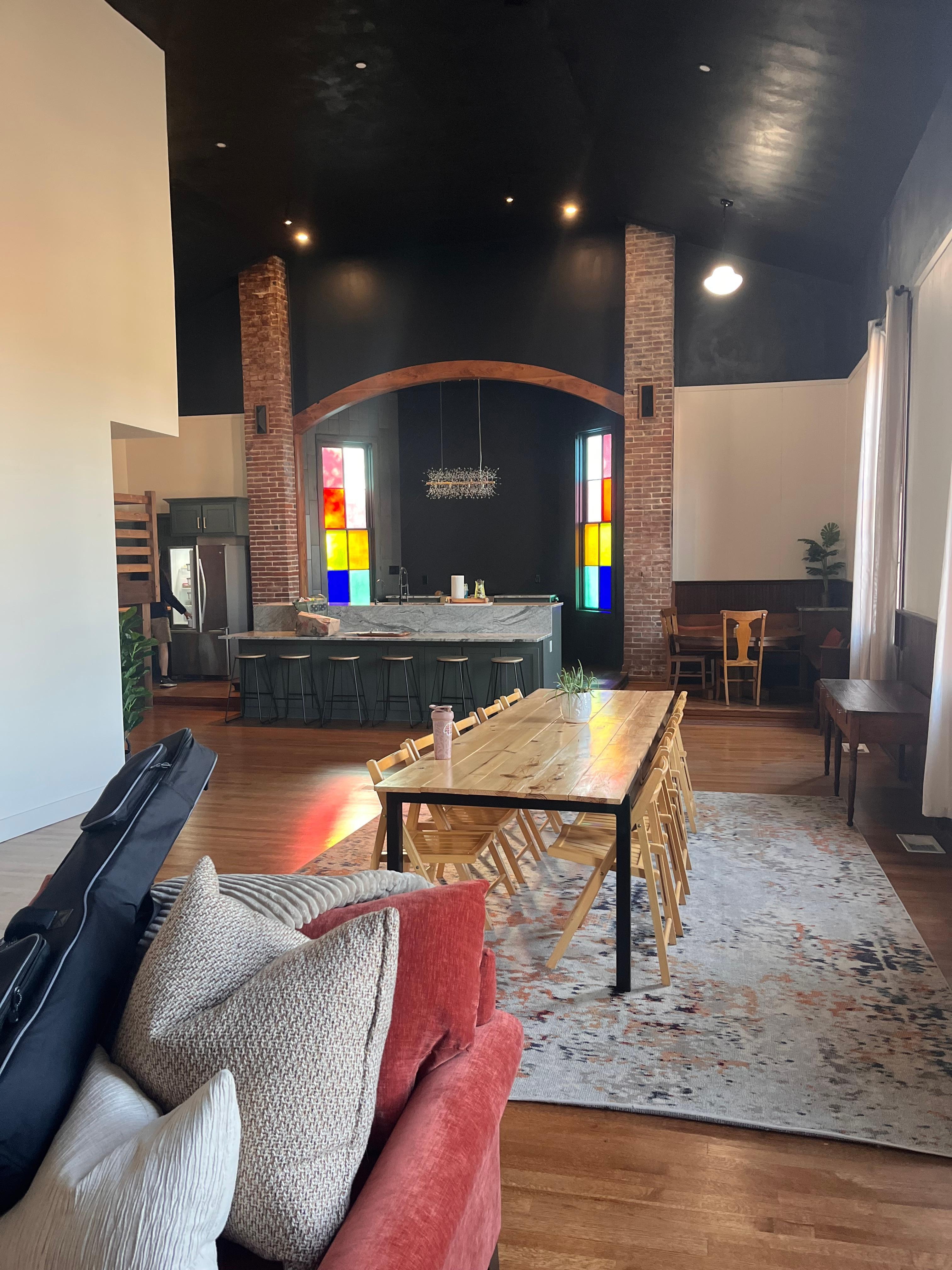 Living room into kitchen 