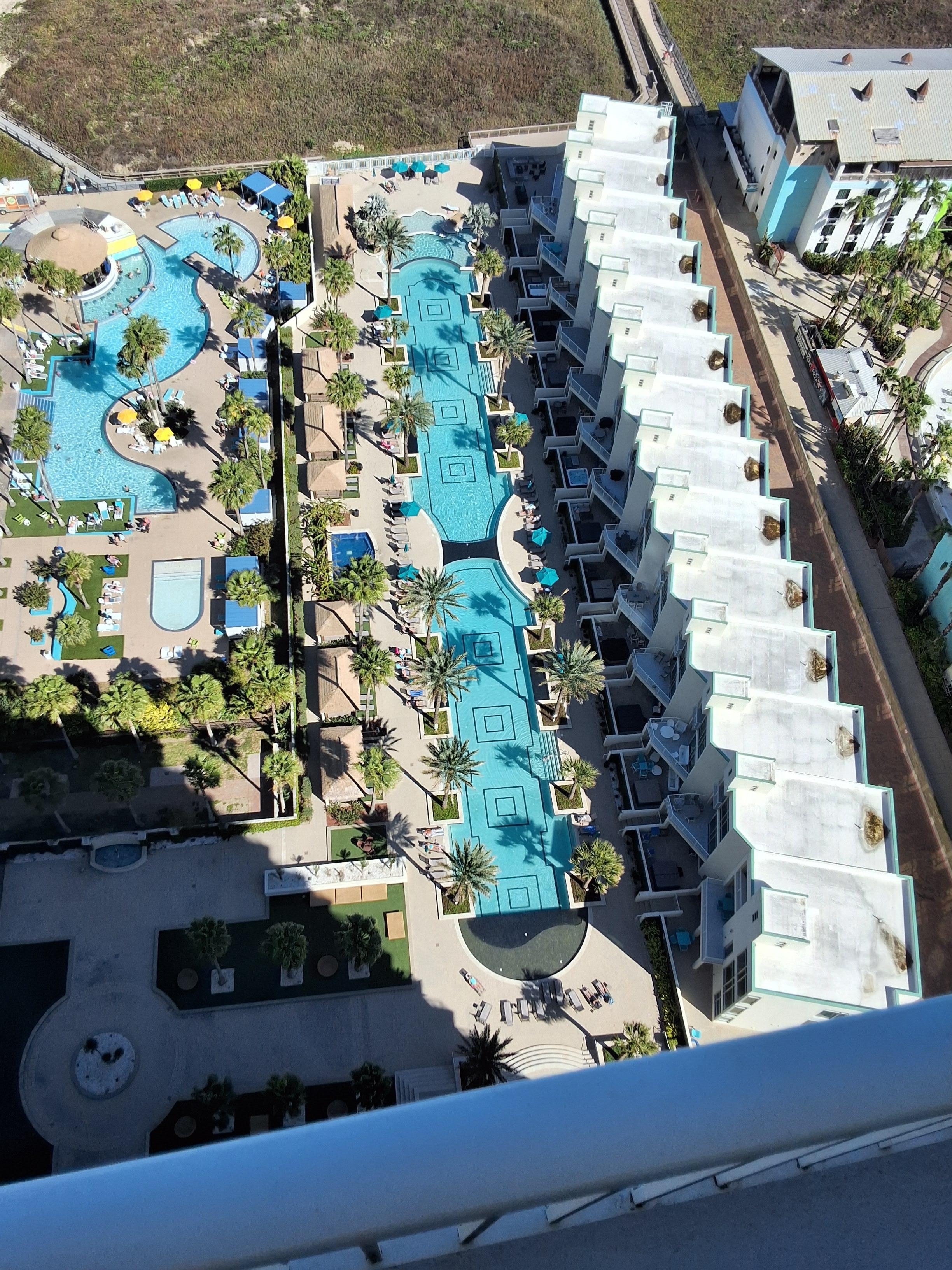 Looking down to the pool.