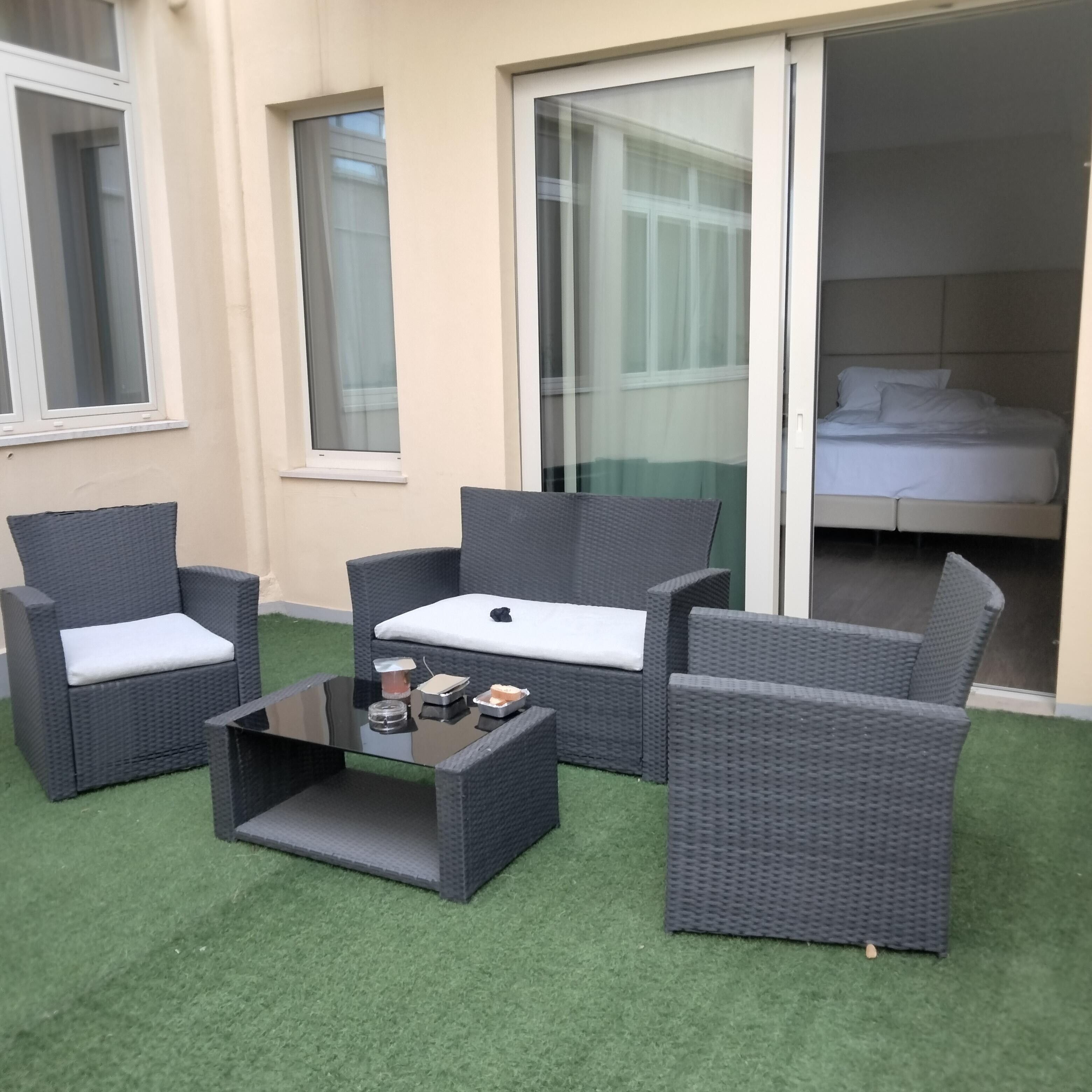 You can see the ocean from the rooftop.