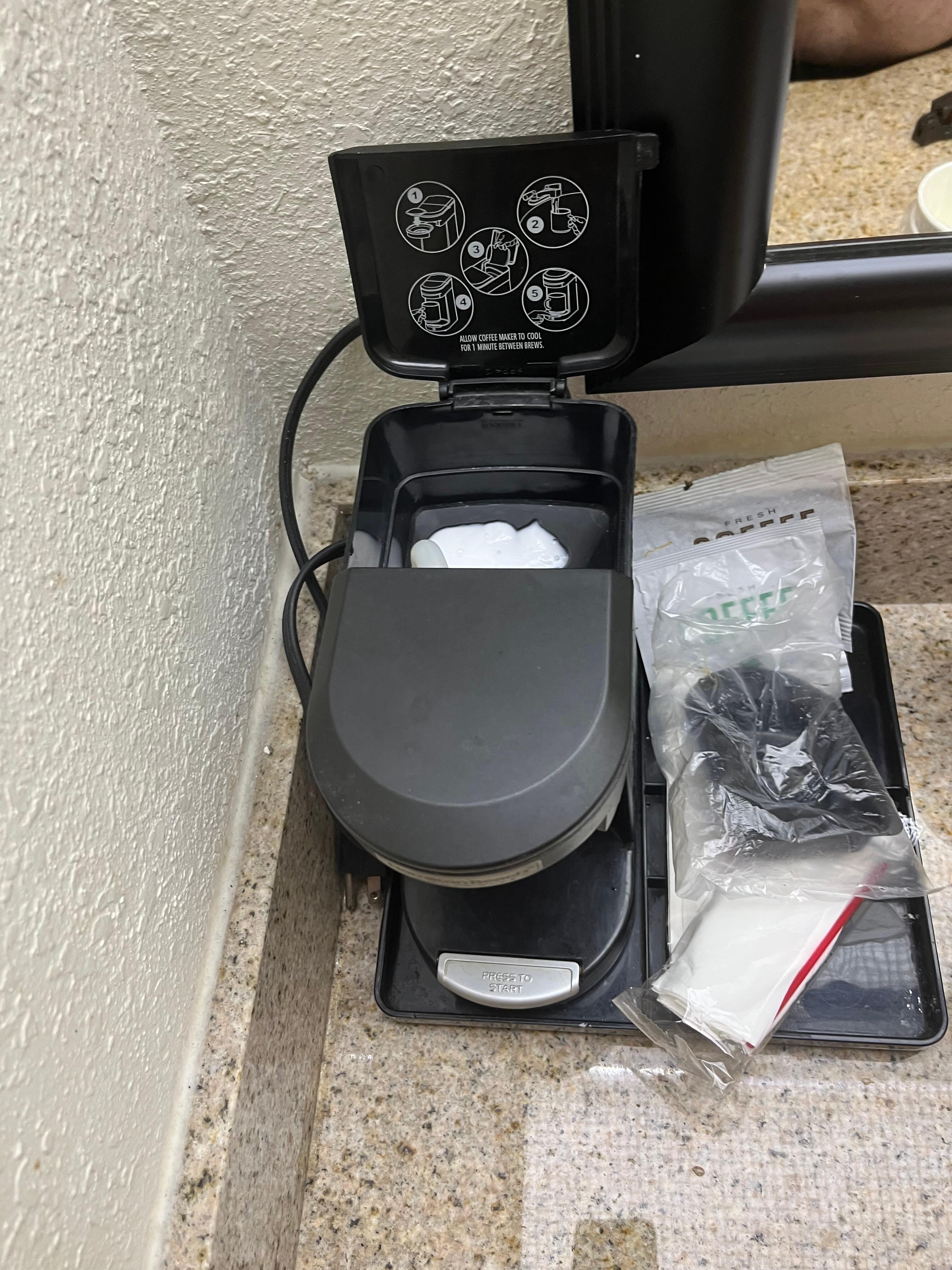 Lotion inside coffee maker, why didn’t cleaners remove and replace?