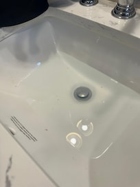 First bathroom sink clogged