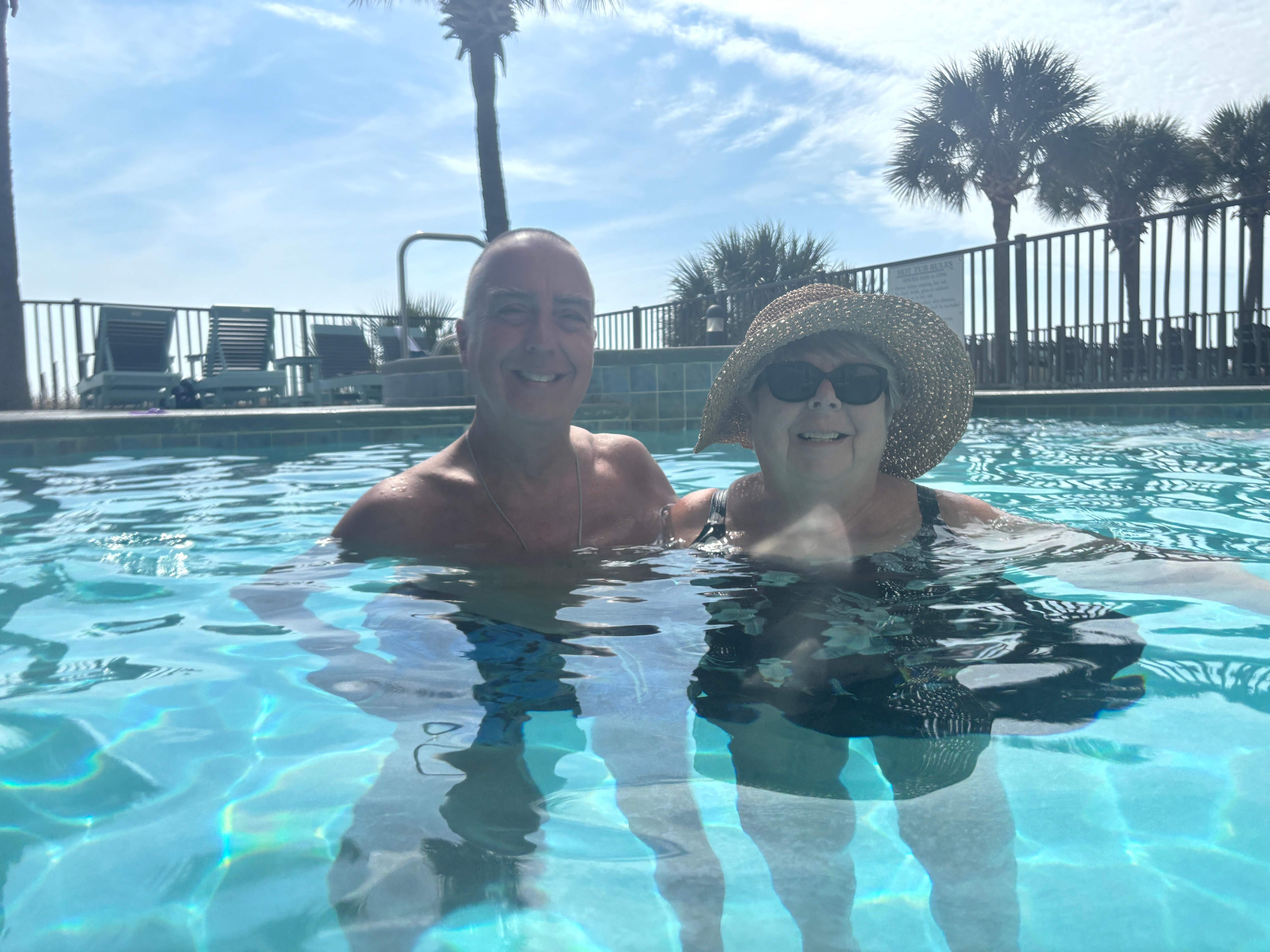 Pool was warm enough to walk right in!