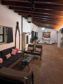 The outdoor lounge area