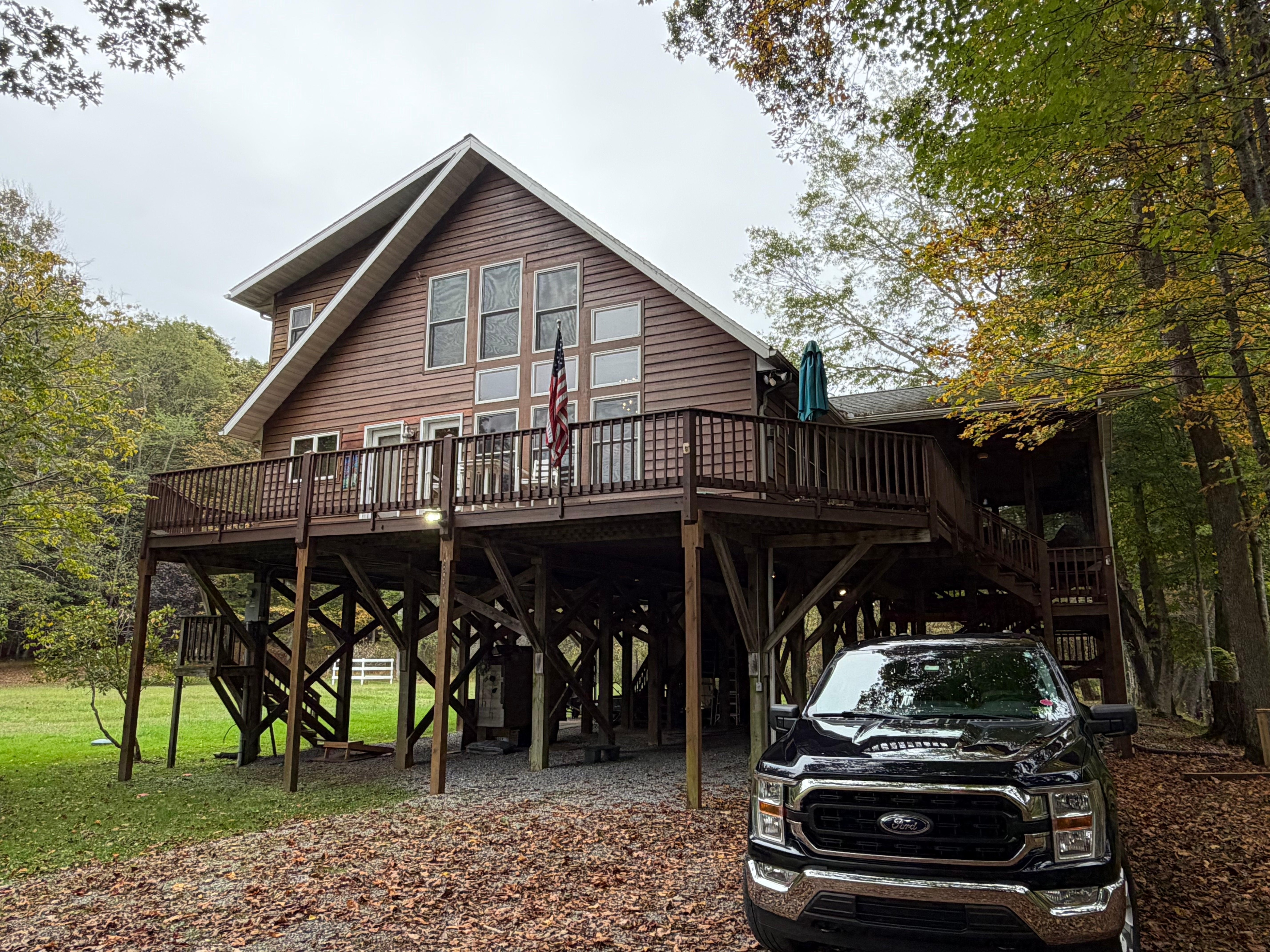 View from large parking area.