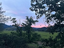Back deck view at sunset