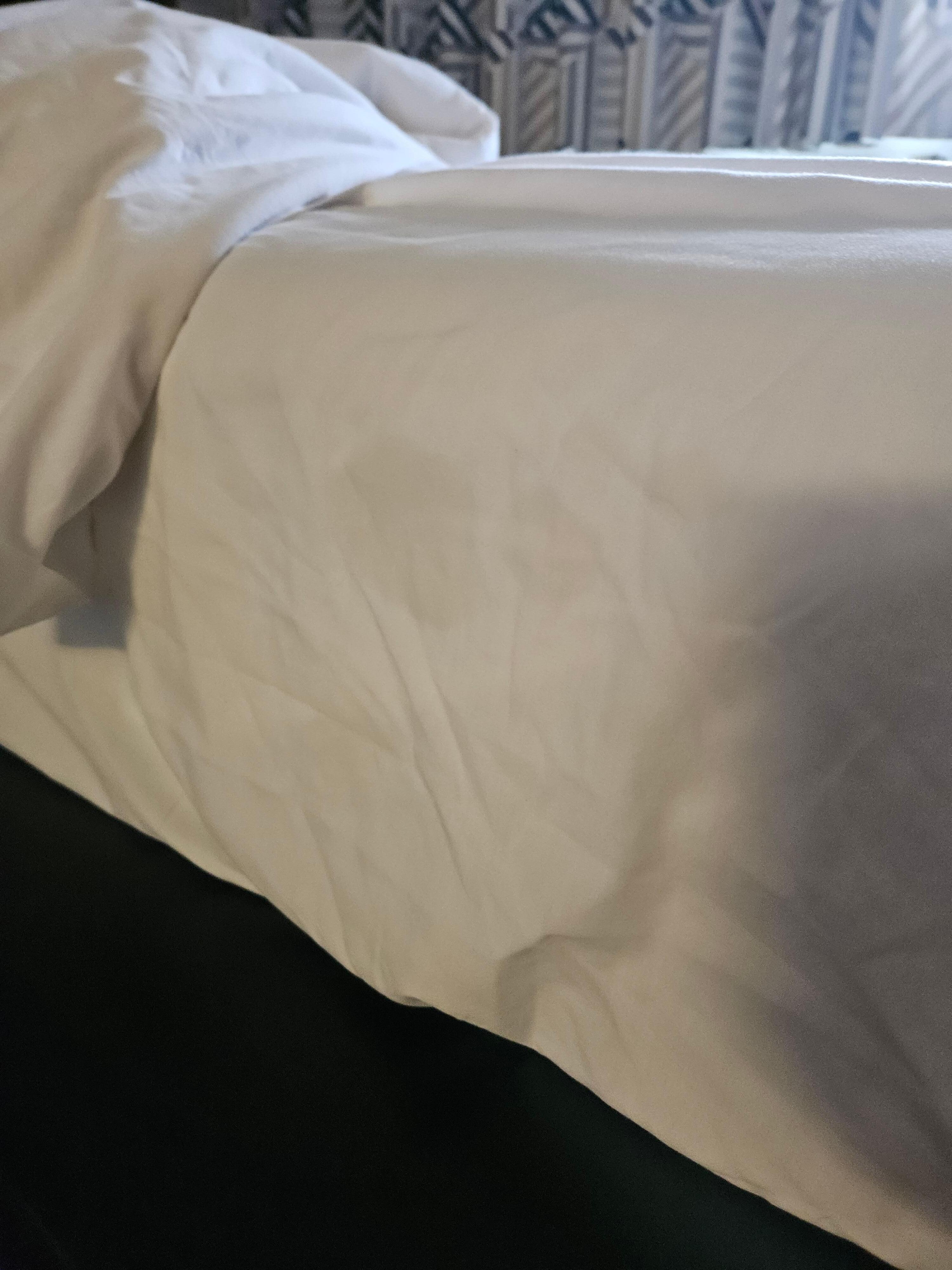 One bed was smaller (twin size, soild sheets) and we paid for 2 full beds.
