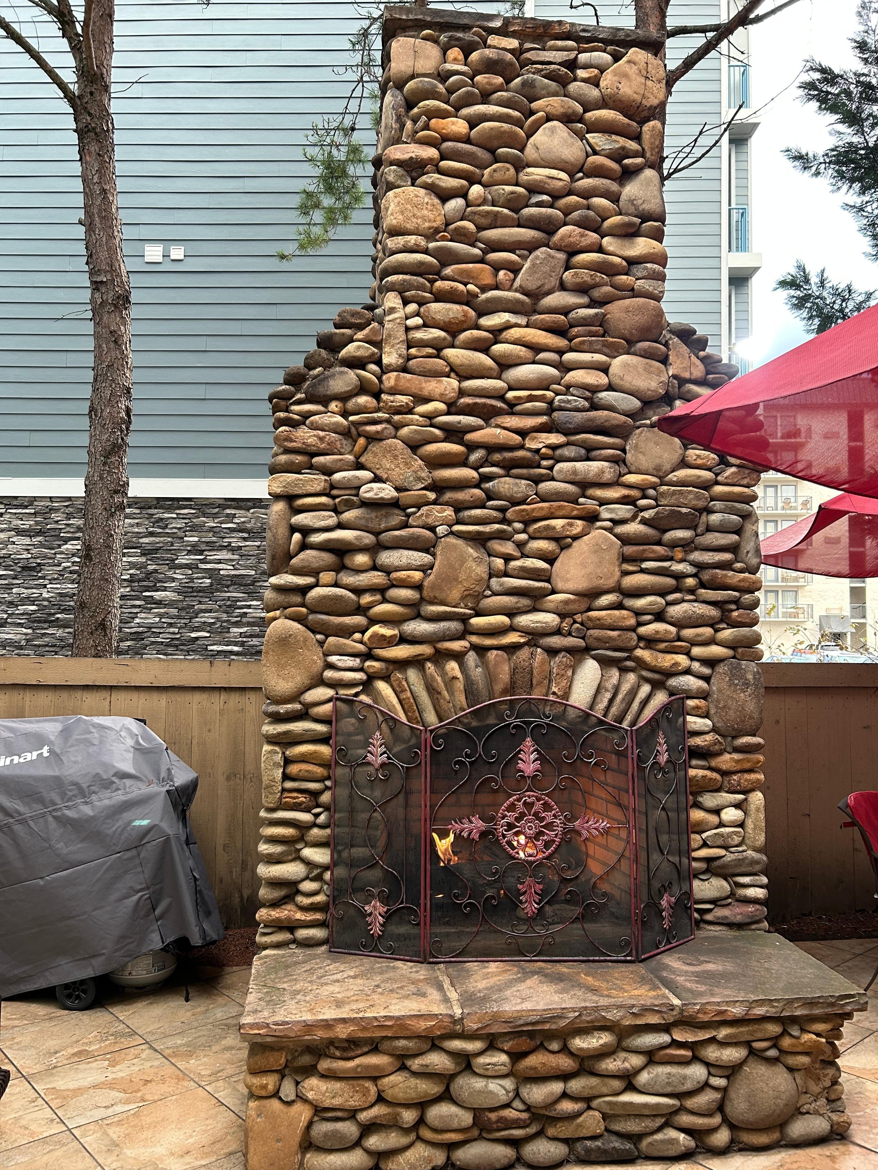 Outdoor patio fireplace 