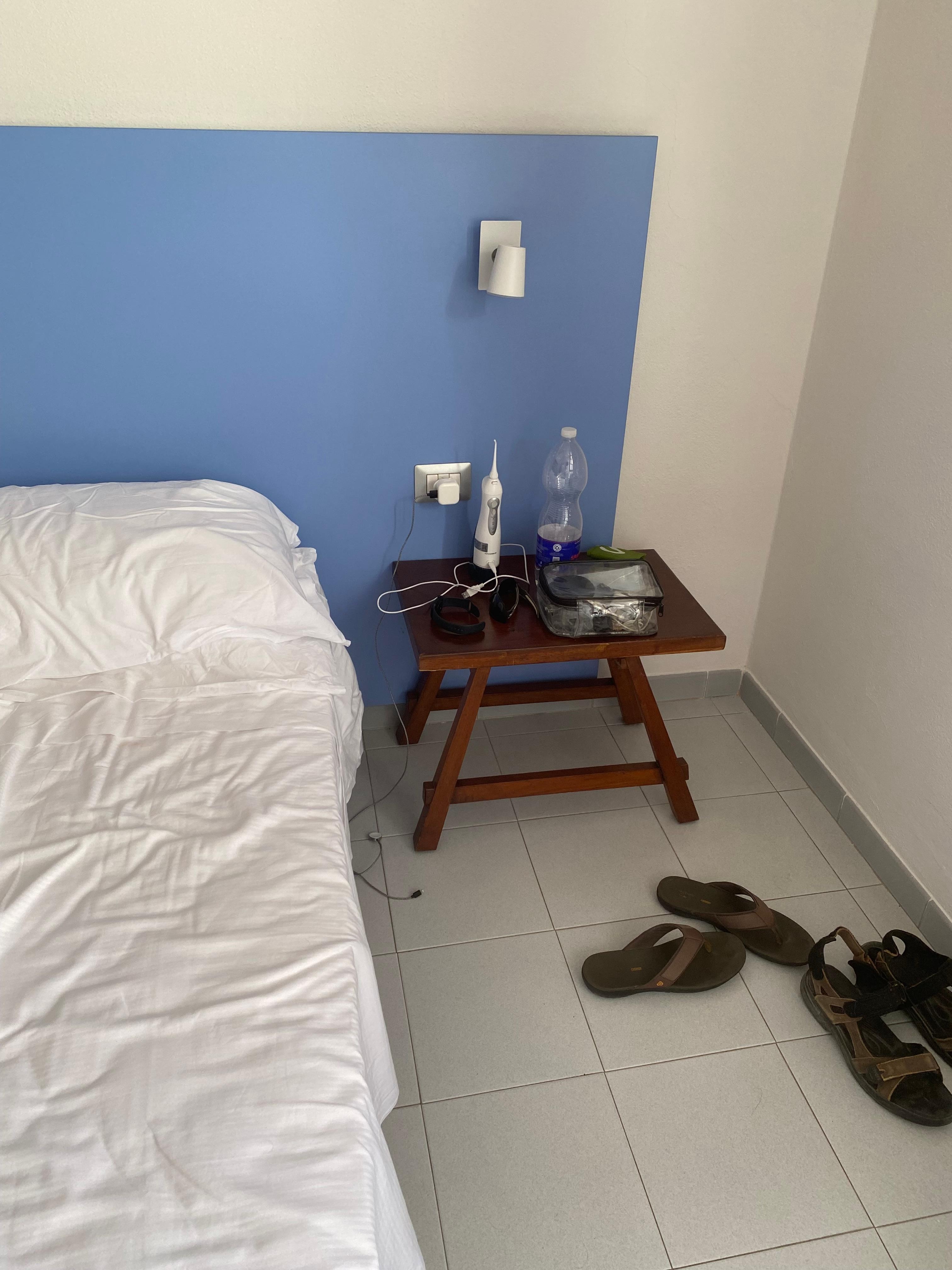 bed was comfortable and nice linen, bedside table very dated