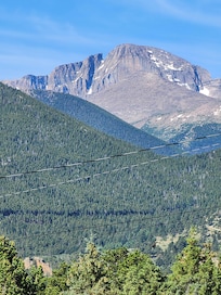 View over breakfast of Longs Peak