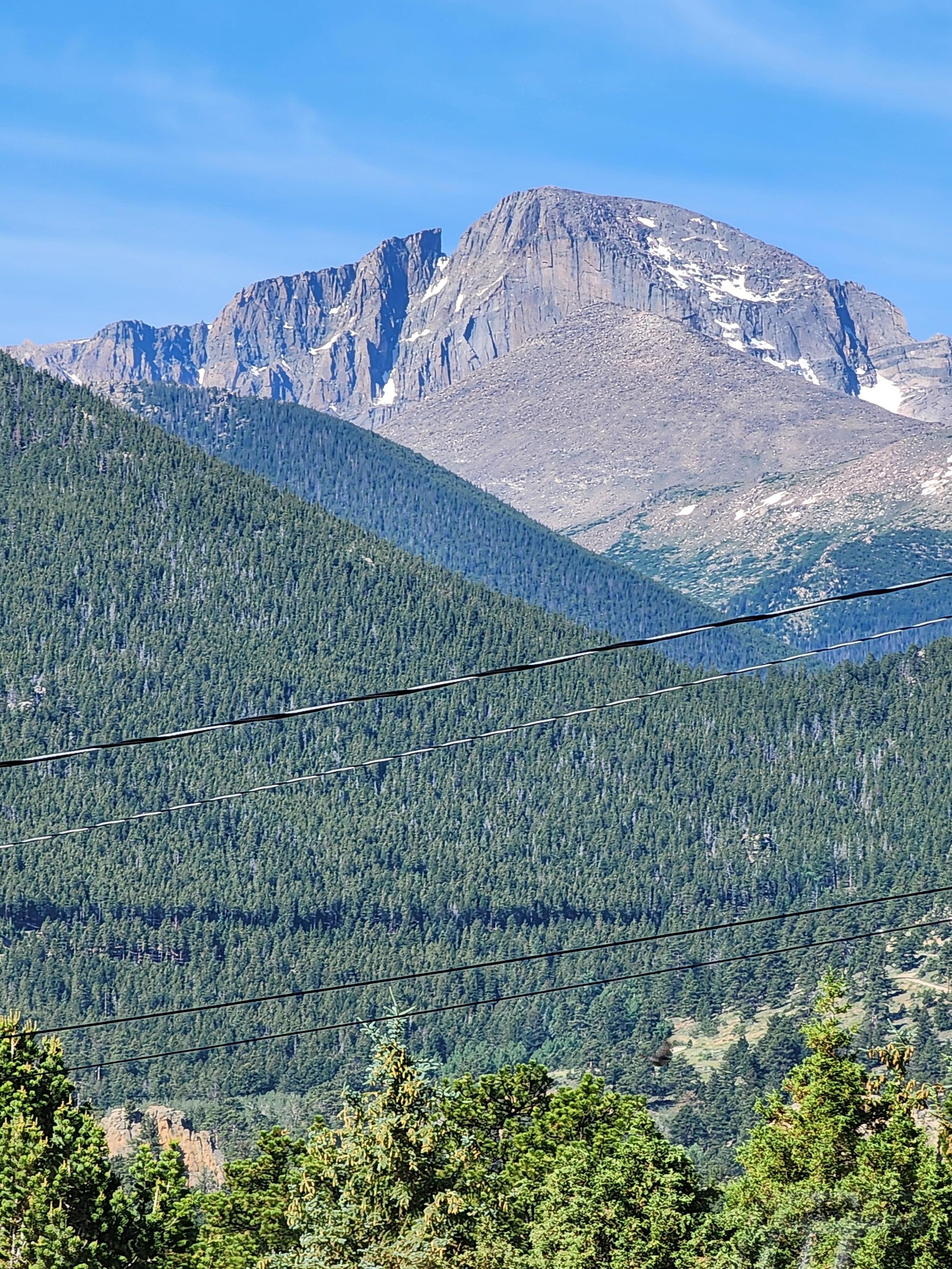 View over breakfast of Longs Peak