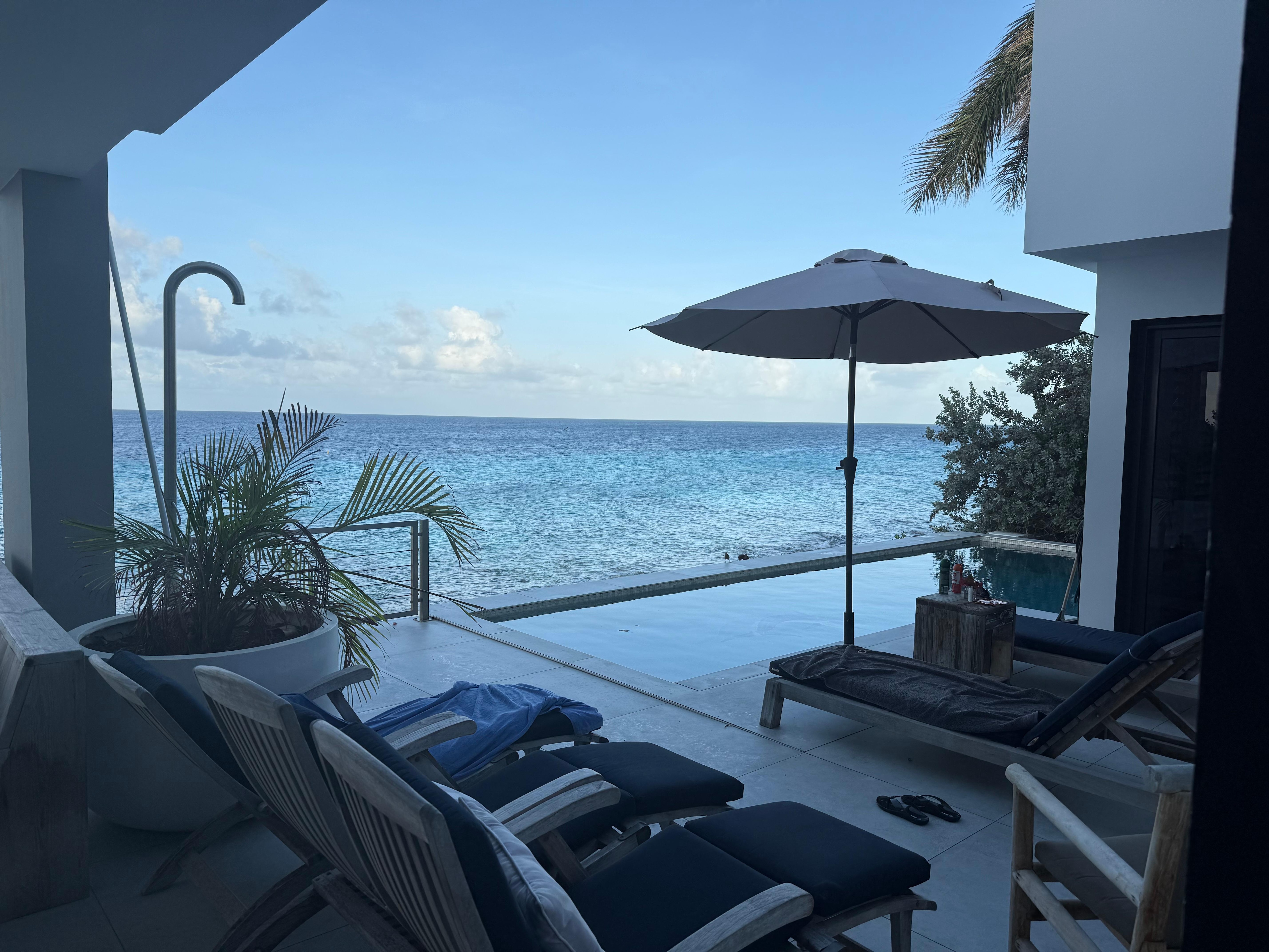 Pool area early morning.