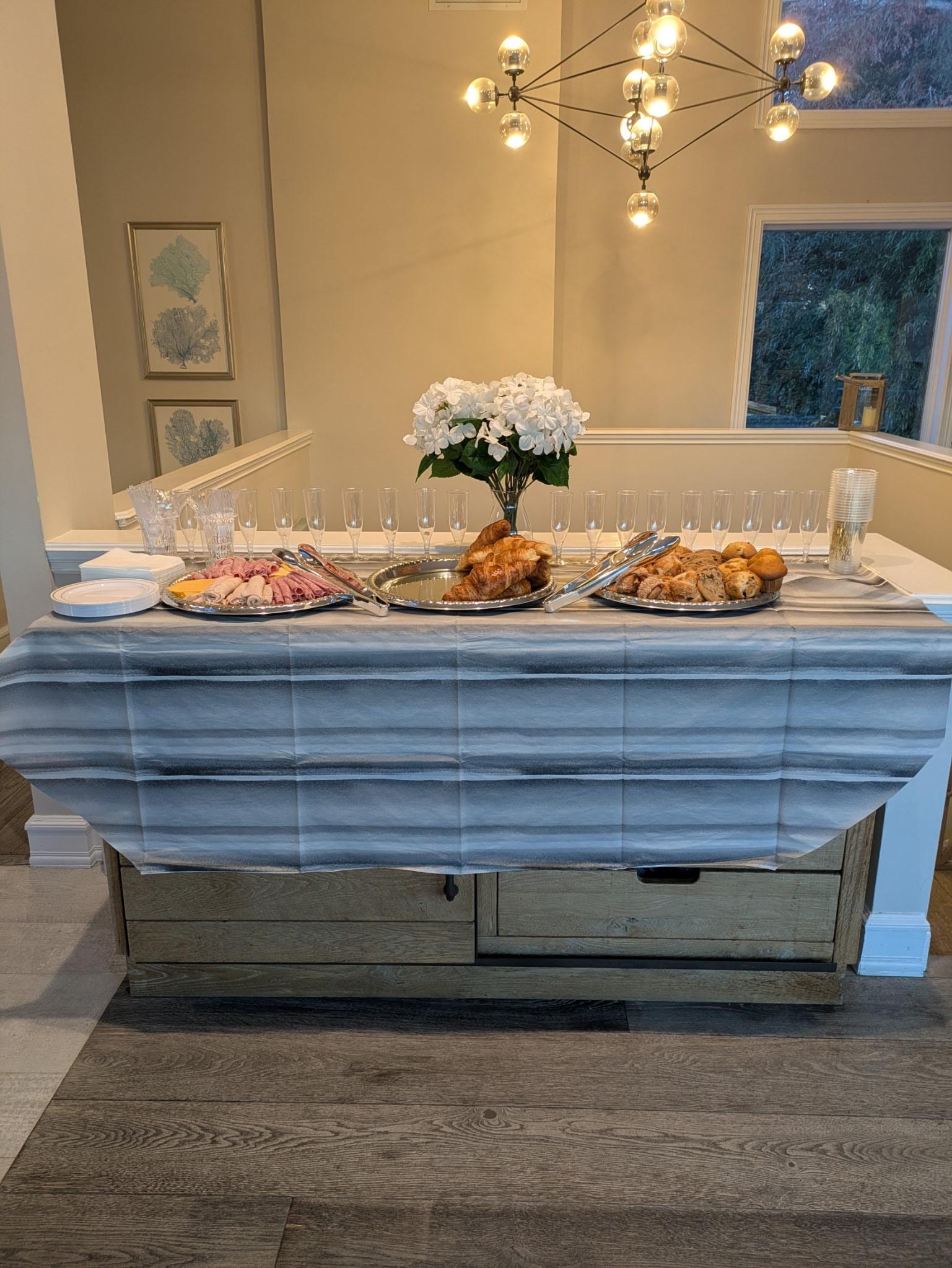 Good spot to set a breakfast buffet 