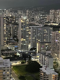 Nighttime balcony view