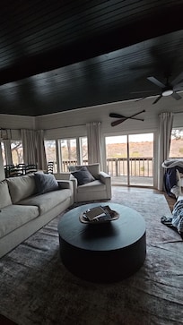 Nice big pullout couch and comfy chair with beautiful views.