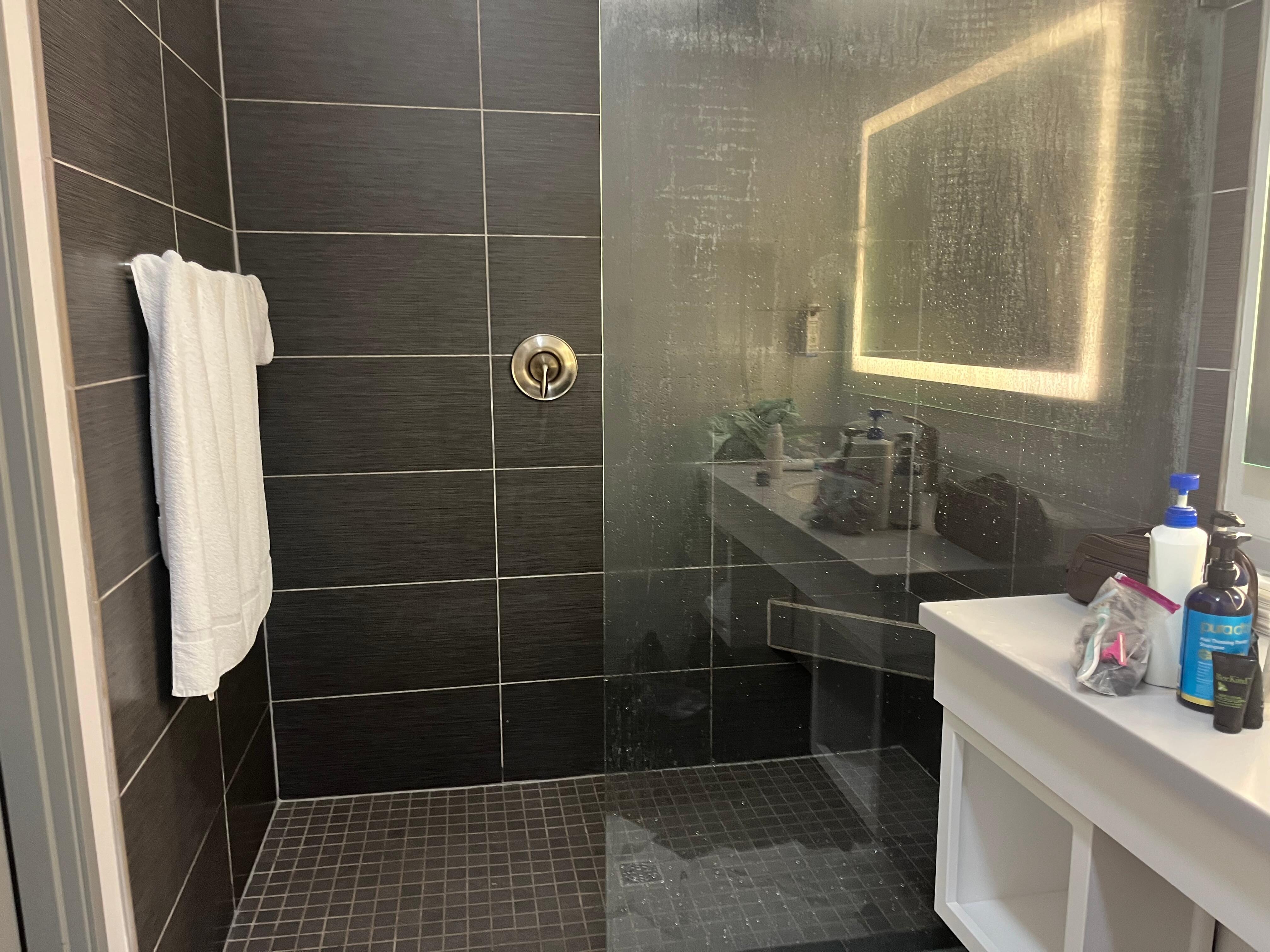 Spacious walk in shower