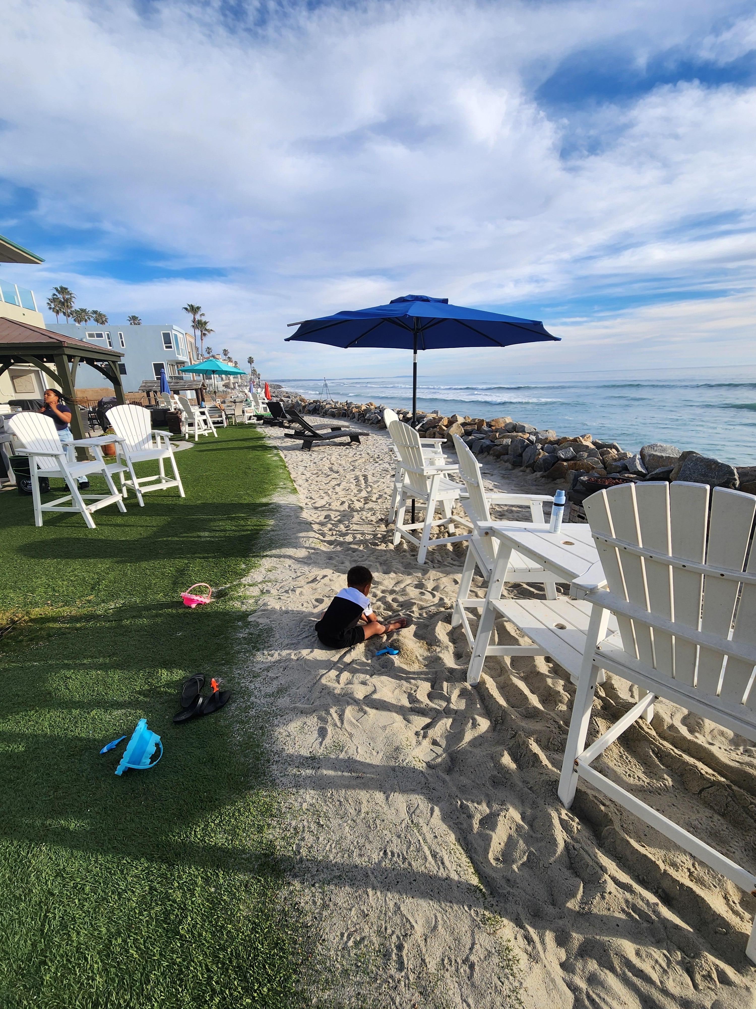 View of the beachfront. No direct beach access.